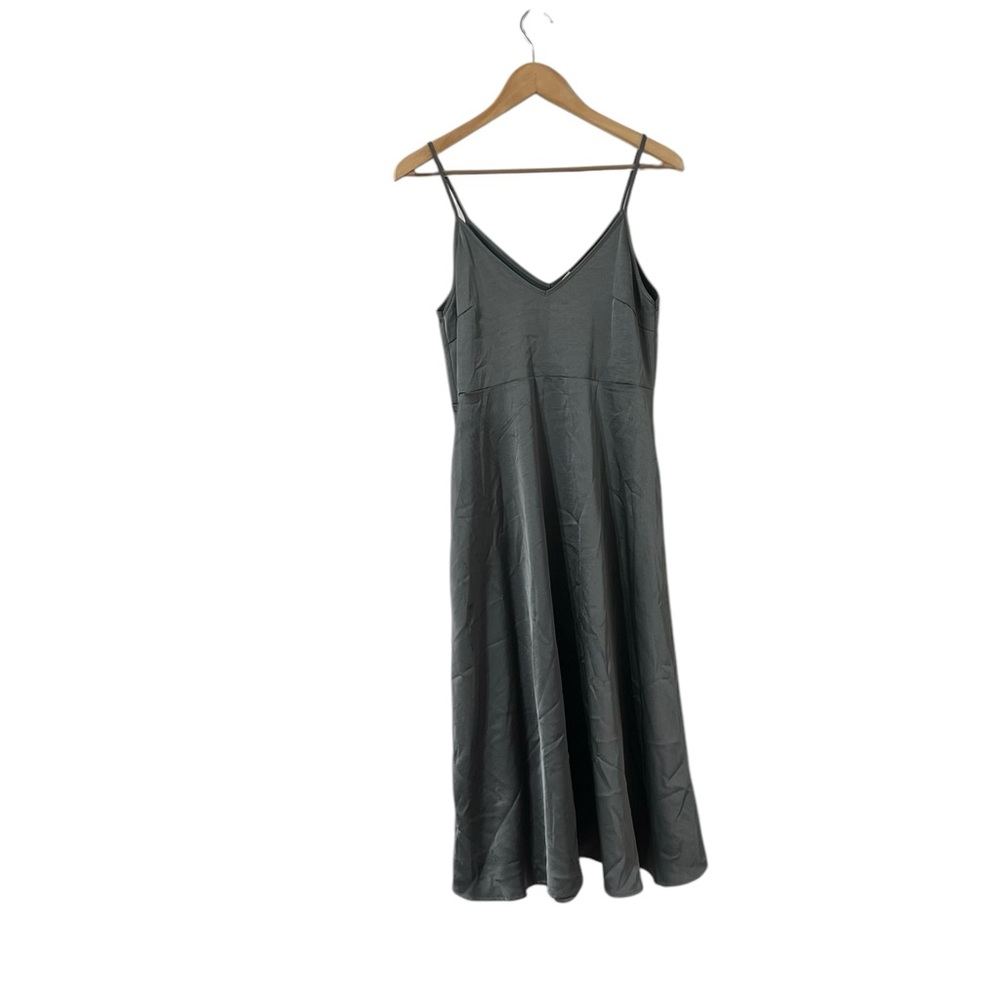 ANTHROPOLOGIE Daily Practice Slip Gray Silver Midi Dress - Picture 2 of 7
